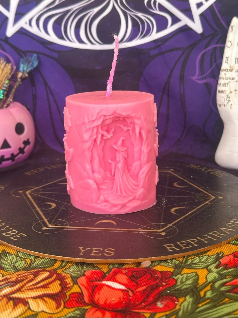 Pink Storybook Witch Candle